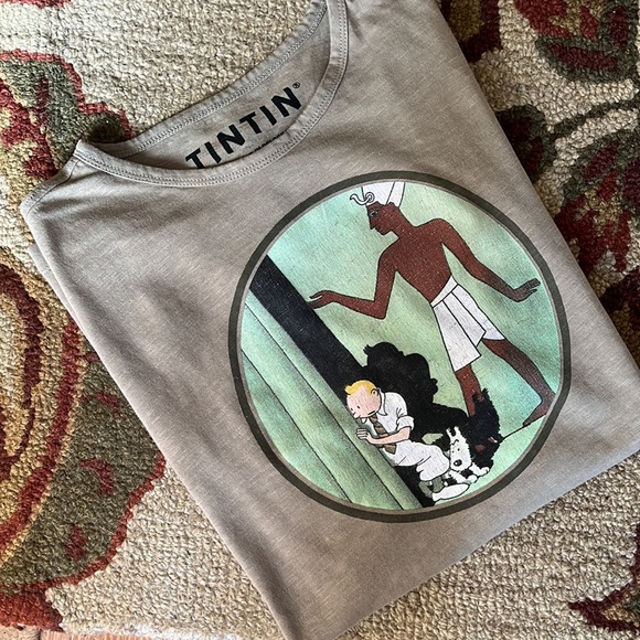 TIN TIN sz Large TEE Shirt Hergé's The Adventure of Tintin Cigars of the Pharaoh - Picture 2 of 12